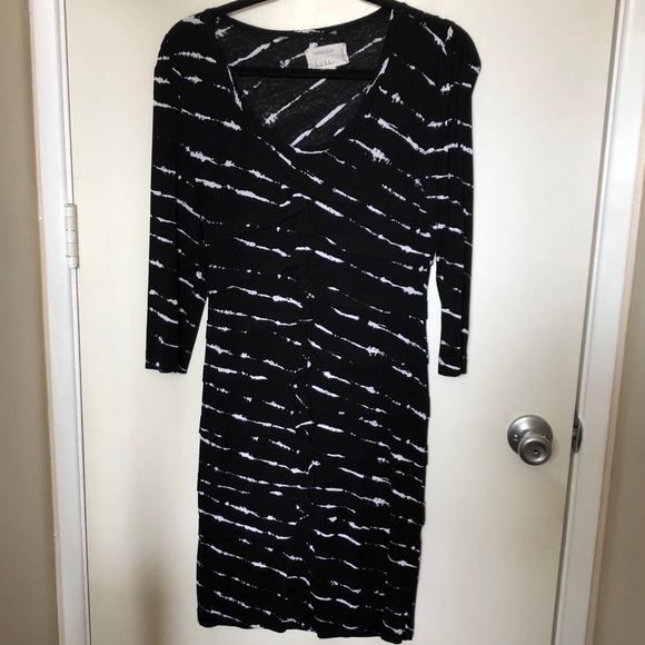 Nicole Miller Artelier ruched black white dress - Picture 1 of 2